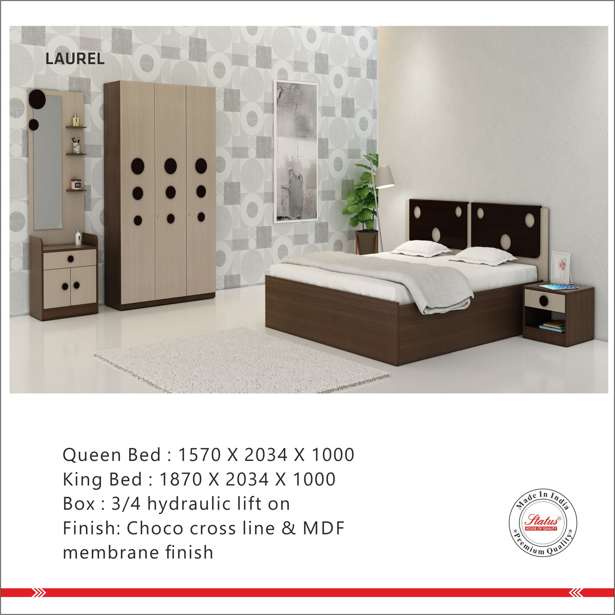 Laurel King Size Bed - Status Furniture