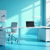 Executive Office Manager Desk Setup with Drawer Pedestal