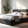 Adonis King Size Bed in fibre gold and PU black finish