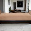 Stylish lobby seating with modern side tables