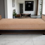 Stylish lobby seating with modern side tables