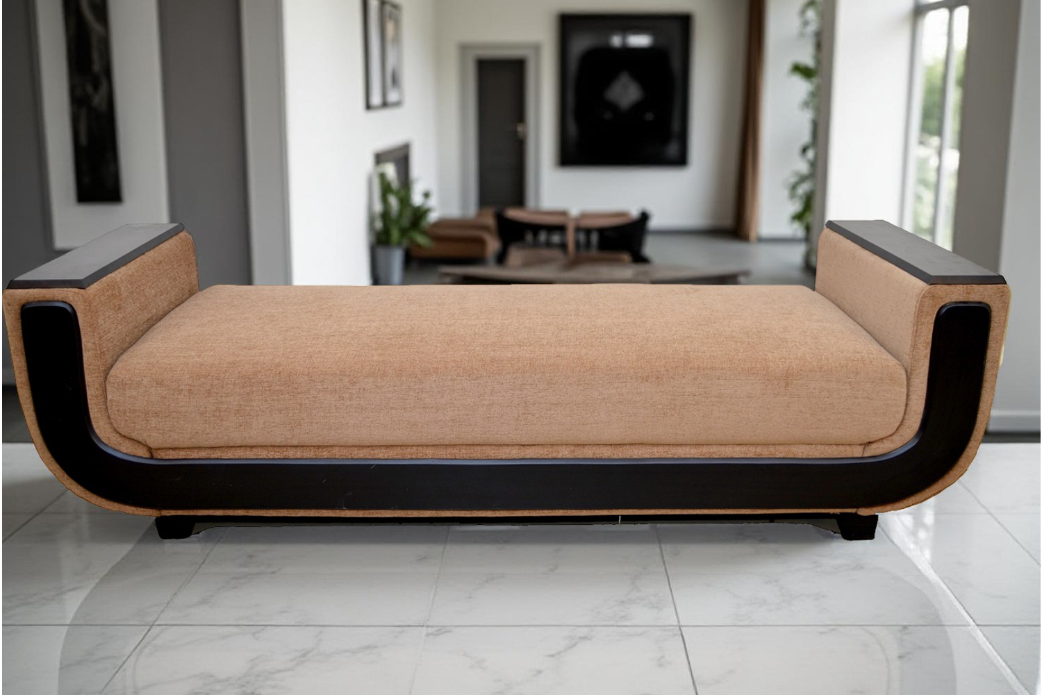 Stylish lobby seating with modern side tables