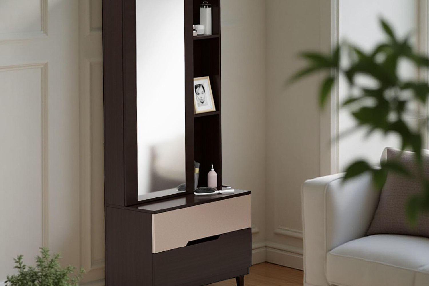 Modular retail display shelves in a showroom