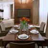 Contemporary café tables and chairs in stylish setup