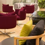 Modern lobby seating arrangement in sleek style