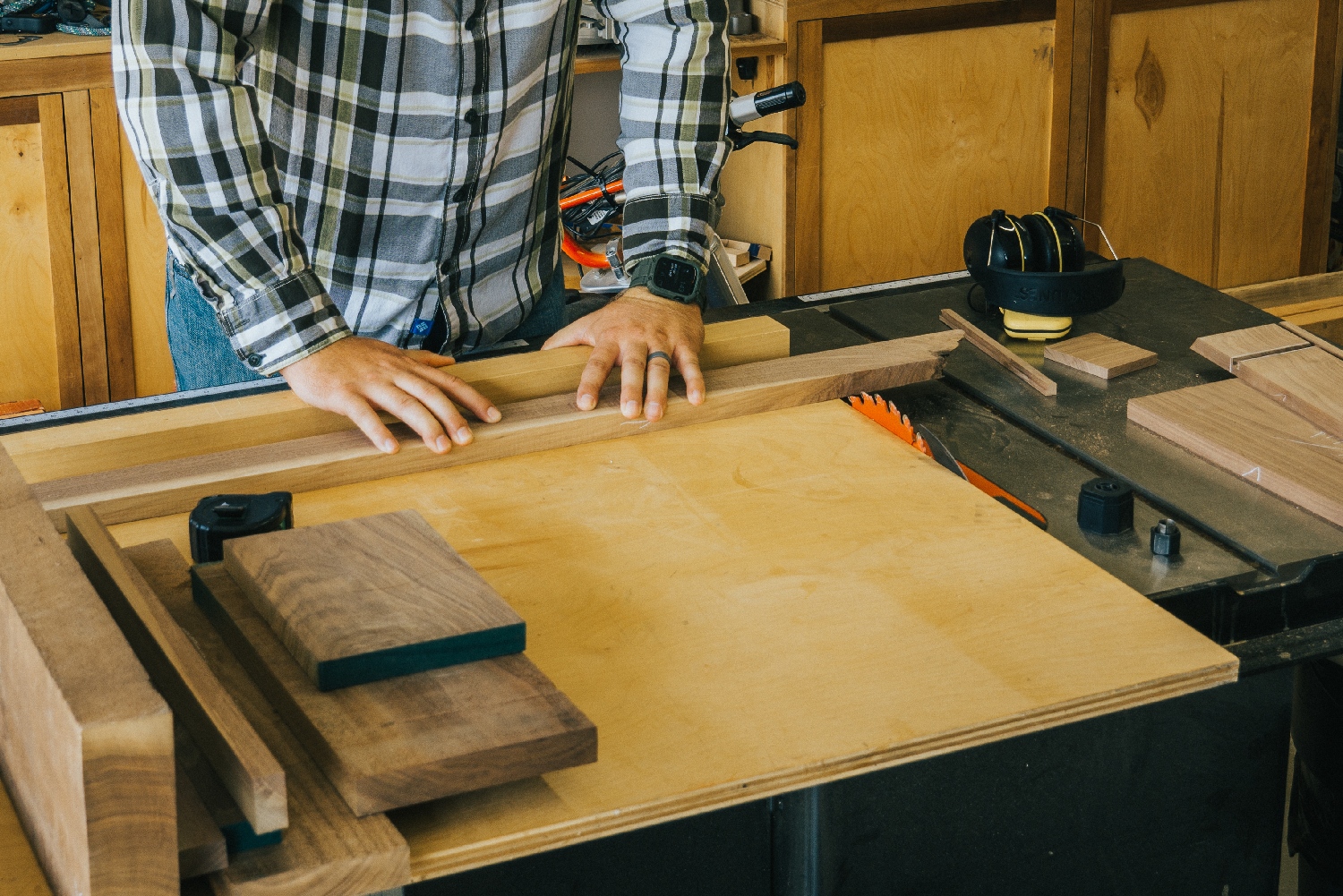 Close-up image of the robust joinery demonstrating craftsmanship during the manufacturing process of quality wood furniture