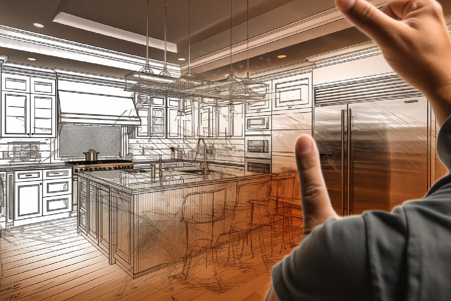Modular Customization drawing showing Space Optimization for a multi-functional kitchen, demonstrating a Bespoke Solution