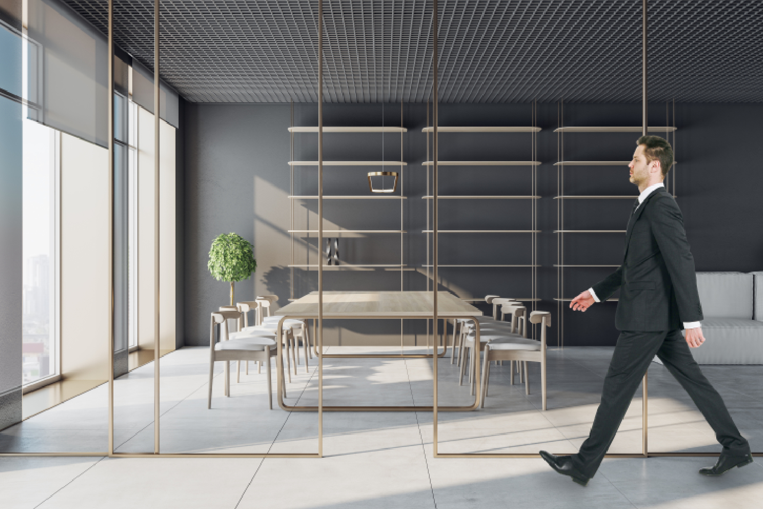 Photo of a contemporary executive office showcasing a side runner with Two-Door Runners and ample Integrated Storage