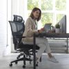 Mesh back office chair showcasing Dynamic Ventilation and contoured Mesh Back Support for Posture Alignment